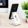 Olixar Smart Phone Holder for Desk Metal Construction - Adjustable - Anti-Slip Base and Convenient Charging Port - Fits All Smartphones & Tablets - Silver