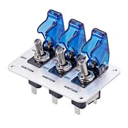 JIANFA Toggle Switch,Dc 12v Metal wire drawing face plate Car Toggle Switch with LED Indicator For For Racing Sport Competitive Car (Blue)