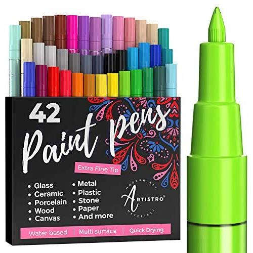 Acrylic Paint Pens - 42 Acrylic Paint Markers - Extra Fine Tip Paint Pens (0.7mm) - Great for Rock Painting, Wood Paint, Ceramic Paint & Glass Paint - 40 Colors + Extra Black & White Paint Marker Set