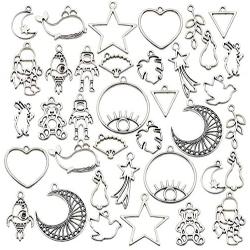 70PCS Bezel Charms Pendants Open Back Bezel Pendants Hollow Mold Pendants Assorted Geometric Hollow Pressed Flower Frame Pendant DIY Crafts for Resin Earrings Necklace Bracelet (M333)