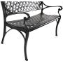 Sunnydaze Outdoor Patio Bench - Black Checkered Design - Durable Cast Aluminum Metal - 2-Person Seating - Outdoor Garden Bench - Patio Decor Seating - Front Porch Furniture - Entryway Bench