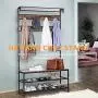 VIVOHOME 5-in-1 Entryway Hall Tree, Industrial Stand Organizer with Shoe Bench, Vintage MDF Wood Furniture with Stable Metal Frame VIVOHOME 5-in-1 Entryway Hall Tree, Industrial Stand Organizer with Shoe Bench, Vintage MDF Wood Furniture with Stable Metal Frame