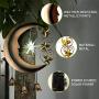 EH-Garden Solar Garden Decorative Lights Outdoor - Metal Moonlight for Garden Door, Patio, Window,(Brown Hanging Moon)