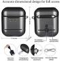 Airpods Case,Double Protection (Metal+Silicone)【Front LED Visible】 Ultra Lightweight Shockproof Dustproof Scratchproof Accessories with Anti-Lost Keychain for Airpods1&2 Charging (Black)