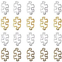PH PandaHall 60 pcs 4 Colors Tibetan Style Alloy Autism Awareness Charms Puzzle Piece Metal Link for Bracelet Jewelry DIY Craft Making