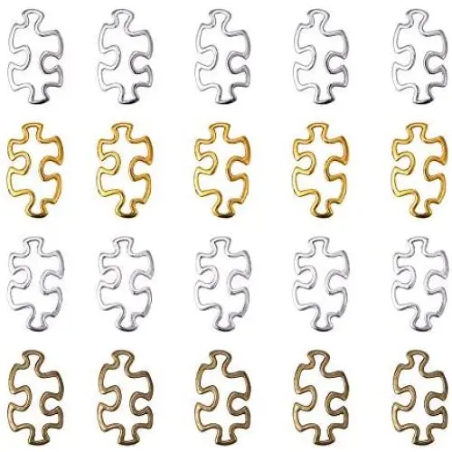 PH PandaHall 60 pcs 4 Colors Tibetan Style Alloy Autism Awareness Charms Puzzle Piece Metal Link for Bracelet Jewelry DIY Craft Making PH PandaHall 60 pcs 4 Colors Tibetan Style Alloy Autism Awareness Charms Puzzle Piece Metal Link for Bracelet Jewelry DIY Craft Making