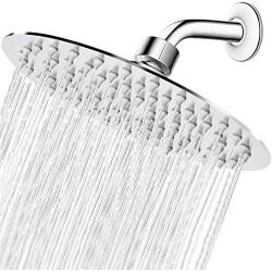 High Pressure Shower Head, 8 Inch Rain Showerhead, Ultra-Thin Design- Pressure Boosting, Awesome Shower Experience, NearMoon High Flow Stainless Steel Rainfall Shower Head (Chrome Finish)