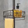 iDesign Twigz Metal Wire Rod Corner Shower, Adjustable 5-9 Pole and Baskets for Shampoo, Conditioner, Soap with Hooks for Razors, Towels, Tension Caddy