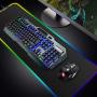 Wireless Gaming Keyboard and Mouse Combo,3 in 1 Rainbow LED Rechargeable Keyboard Mouse with 3800mAh Battery Metal Panel,10 Colors RGB Gaming Mouse Pad (32.5x12x0.15 inch),7 Colors Mute Gaming Mouse