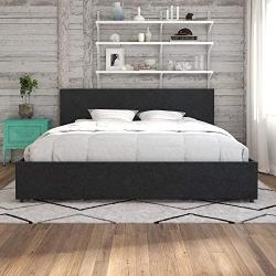 Novogratz Kelly Upholstered Storage Platform Bed - King (Dark Gray Linen)
