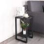 FIVEGIVEN Small Side End Table Wood Metal Accent Plant Table Faux Marble Top Black Modern 21.7 Inch