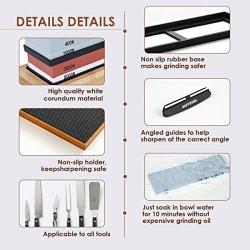 Sharpening Stone Set, Meterk Whetstone 4 Side Grit 400/1000 3000/8000 Knife Sharpening Kit with Bamboo Base, Non-Slip Rubber Base and Angle Guide