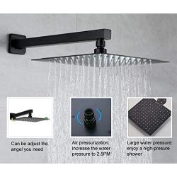 DMDMBATH Shower System Matte Black Shower Faucet Set 3-Function Bathroom Shower Fixtures with Waterfall Tub Spout Wall Mount 10 inch Rain Shower Head (Matte Black)…