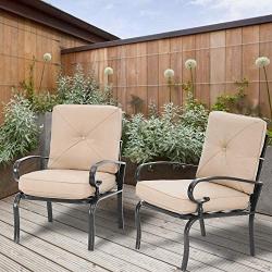Oakmont 2 Piece Outdoor Furniture Patio Bistro Chairs Metal Dining Furniture Set, All-Weather Garden Seating Chair (Brown)