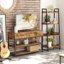 IRONCK Industrial TV Stand for 55 Inch TV with Drawers, TV Stand Console Table Entertainment Center for Living Room, 47.2x15.7x29.5 Inches, Vintage Brown
