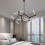 Weesalife Sputnik Modern Chandelier 10-Lights with Frosted Glass Shade, Pendant Lighting Fixture, Matte Black & Industrial Retro Style, for Dining Room, Living Room, Kitchen Island, Hotel, Farmhouse