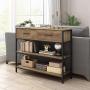 HOMECHO Console Table with Drawers, Tall Entryway Table with Storage, Narrow Sofa Hallway Table for Bedroom Living Room, Metal Frame, Rustic Brown