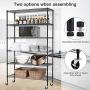 Storage Shelves Heavy Duty Shelving Adjustable 6 Tier Layer Wire Shelving Unit with Wheels Easy to Assemble Metal Wire Shelf Standing Garage Shelves Commercial Multifunctional Home Storage Rack Black