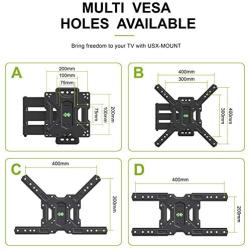 USX MOUNT Full Motion Swivel Articulating Tilt TV Wall Mount Bracket for 26-55'' LED, OLED and 4K TVs, TV Mount Fit for 32, 40, 50 TV with VESA Up to 400x400mm-Weight Capacity Up to 60lbs