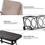 Giantex 2 Pcs Patio Loveseat with Coffee Table Outdoor Bench with Cushion and Metal Frame, Loveseat Furniture Set Sofa for Garden, Yard, Patio or Poolside
