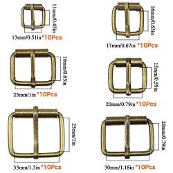 Hysagtek Brass Buckles 60 Pcs Roller Buckles Belts Hardware Pin Buckle for Bags Leather Belt Strap Hand DIY Accessories, 6 Size - 1.3, 1.18'', 1'', 0.79'', 0.67'', 0.51'' Bronze Metal