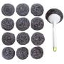 Kitchen Sumo Stainless Steel Sponges Scourer Set with Handle 40 Gram - Pack of 12 - Large Stainless Steel Scrubbers - Metal Scouring Pads - Kitchen Cleaning Tool
