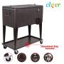 Clevr 80 Quart Qt Rolling Cooler Ice Chest Cart for Outdoor Patio Deck Party, Dark Brown Wicker Faux Rattan Tub Trolley, Portable Backyard Party Drink Beverage Bar, Wheels with Shelf & Bottle Opener