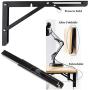 VintageBee 2 Pcs Folding Shelf Brackets 12 inch Black Heavy Duty Metal Triangle Table Bench Collapsible Shelf Bracket, Shelf Support Bracket Hinge Wall Mounted