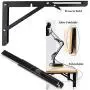 VintageBee 2 Pcs Folding Shelf Brackets 12 inch Black Heavy Duty Metal Triangle Table Bench Collapsible Shelf Bracket, Shelf Support Bracket Hinge Wall Mounted VintageBee 2 Pcs Folding Shelf Brackets 12 inch Black Heavy Duty Metal Triangle Table Bench Collapsible Shelf Bracket, Shelf Support Bracket Hinge Wall Mounted