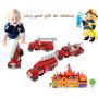 4 Cars in 1 Set Die - Metal Playset Toy Vehicle Models - Diecast Fire Truck Toy Emergency Vehicles - Mini Model Playset Preschool Learning Toys Set for Boys Kids