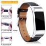 Hotodeal Replacement Leather Band Compatible for Charge 2, Classic Genuine Leather Wristband Metal Connector Watch Bands, Fitness Strap Women Men Small Large