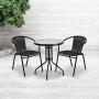 Flash Furniture Black Rattan Indoor-Outdoor Restaurant Stack Chair