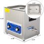 ROVSUN 10L Ultrasonic Cleaner, Knob Control Timer Heater Adjustable Stainless Steel Ultrasonic Cleaning Machine, for Jewelry Watches Dentures Glasses Metal Parts, 40KHz 110V US Plug