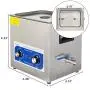 ROVSUN 10L Ultrasonic Cleaner, Knob Control Timer Heater Adjustable Stainless Steel Ultrasonic Cleaning Machine, for Jewelry Watches Dentures Glasses Metal Parts, 40KHz 110V US Plug