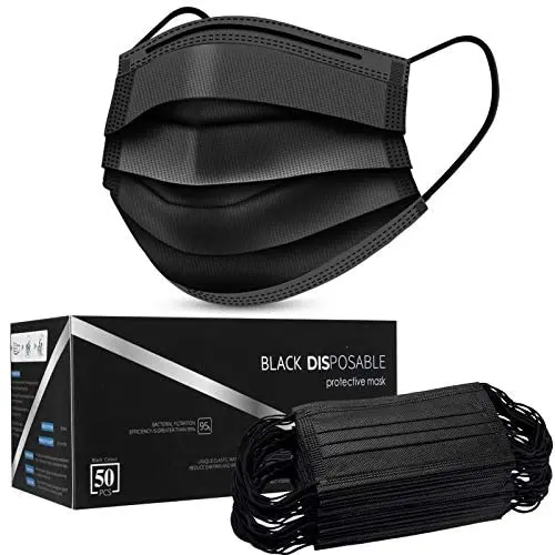 Disposable Face Masks,Face Masks of 50 Pack Disposable Mask-Black Disposable Face Masks,Face Masks of 50 Pack Disposable Mask-Black