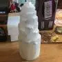 JIC Gem Natural Selenite Lamp 8'' White Selenite Crystal Rock Lamps with Switch Cord and Bulb (2-4 lbs)