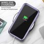 SURITCH Clear Case for iPhone 11, [Built in Screen Protector][9H Tempered Glass Back][Metallic Electroplated Edges] Shockproof Hard Full Body Protection Silicone Bumper Case for iPhone 11 6.1''(Purple)
