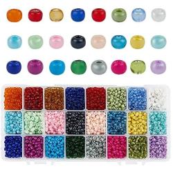 PH PandaHall 24 Color 6/0 Glass Seed Beads 6000pcs Assorted Colors 4mm Luster Mini Beads for Jewelry Making DIY Craft Beading