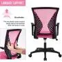 Office Chair Desk Chair Computer Chair with Lumbar Support Armrest Mid Back Rolling Swivel Task Adjustable Mesh Ergonomic Chair for Women Adults, Pink Office Chair Desk Chair Computer Chair with Lumbar Support Armrest Mid Back Rolling Swivel Task Adjustable Mesh Ergonomic Chair for Women Adults, Pink