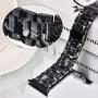 V-MORO Resin Strap Compatible with Apple Watch Band 38mm 40mm Series SE/6/5/4/3/2/1 Women Men with Stainless Steel Buckle, Apple iWatch Replacement Wristband Bracelet (Black/Gray, 38mm/40mm)