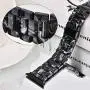 V-MORO Resin Strap Compatible with Apple Watch Band 38mm 40mm Series SE/6/5/4/3/2/1 Women Men with Stainless Steel Buckle, Apple iWatch Replacement Wristband Bracelet (Black/Gray, 38mm/40mm)
