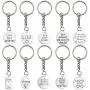 Key Rings Key Chain Set, 10 Pieces Metal Split Key Rings with Chain Extender and Open Jump Ring and 10 Pieces Words Charms Pendants Craft Supplies for DIY Key Chain Gifts