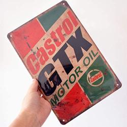 PEIs Retro Vintage Tin Metal Sign, Castrol Motor Oil, Wall Decor for Home Garage Bar Man Cave, 8x12/20x30cm