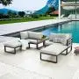 LOKATSE HOME 5 Pieces Patio Furniture Conversation Metal Sofa Set Outdoor All Weather Chaise Lounge Cushioned Chairs with Ottoman Table, Grey LOKATSE HOME 5 Pieces Patio Furniture Conversation Metal Sofa Set Outdoor All Weather Chaise Lounge Cushioned Chairs with Ottoman Table, Grey