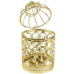 Ciaoed Small Decorative Tealight Lantern Vintage Birdcage Style,Table Decoration of Party,2 Pack (Golden)