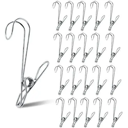 TSJ 20 Pack Laundry Hooks Clothes Pins Hanging Clips Metal Baby Delicate Item Hanger Rack Office Home Travel Portable TSJ 20 Pack Laundry Hooks Clothes Pins Hanging Clips Metal Baby Delicate Item Hanger Rack Office Home Travel Portable