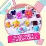 PinkSheep Little Girl Jewel Rings in Box, Adjustable, No Duplication, Girl Pretend Play and Dress Up Rings (24 Lovely Ring)