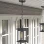 Emliviar Outdoor Pendant Lights for Porch, 1-Light Exterior Hanging Light Fixtures, Black Finish with Seeded Glass, 1803EW1-H