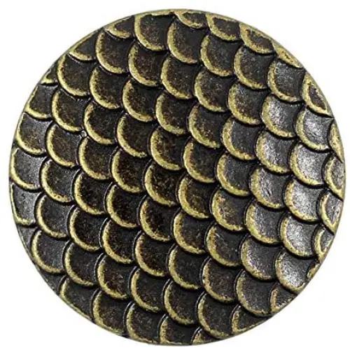Bezelry 10 Pieces Dragon Scales Metal Shank Buttons. 23mm (7/8 inch) (Antique Brass) Bezelry 10 Pieces Dragon Scales Metal Shank Buttons. 23mm (7/8 inch) (Antique Brass)