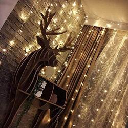 Twinkle Star 300 LED Window Curtain String Light Wedding Party Home Garden Bedroom Outdoor Indoor Wall Decorations, Warm White